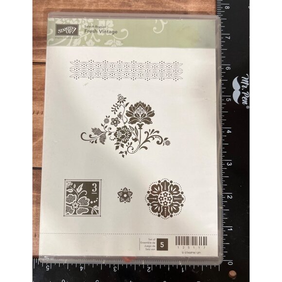 125117 Stampin Up! Sale A Bration Fresh Vintage Rubber Stamp Set Of 5 - Picture 1 of 3